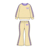 Preorder MOQ 5 pcs Each Style Dots Stripe Bows Girls Set Kids Matching Clothes