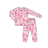 Preorder MOQ 5 pcs Each Style Valentine's Day Love Pajamas Kids Matching Clothes