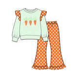Preorder MOQ 5 pcs Each Style Easter Carrots Dots Print Ruffles Kids Matching Clothes