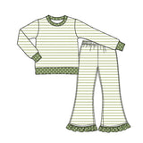 Preorder MOQ 5 pcs Each Style Stripe Dots Ruffles Girls Set Kids Matching Clothes
