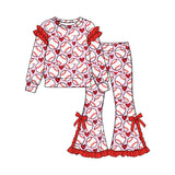 Preorder MOQ 5 pcs Each Style Baseball Love Print Ruffles Kids Matching Clothes