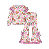 Preorder MOQ 5 pcs Each Style Easter Bunny Eggs Pink Ruffles Kids Matching Clothes