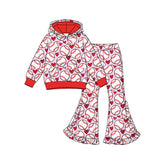 Preorder MOQ 5 pcs Each Style Baseball Love Print Ruffles Kids Matching Clothes