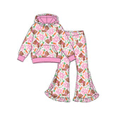 Preorder MOQ 5 pcs Each Style Easter Bunny Eggs Pink Ruffles Kids Matching Clothes