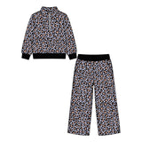 Preorder MOQ 5 pcs Each Style Leopard Zipper Pullover Girls Set Kids Matching Clothes