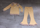 NO MOQ Preorder Samples Each Style Polo Pullover Ruffle Flared Pants Girls Set Kids Matching Clothes