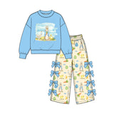 Preorder MOQ 5 pcs Each Style Easter Bunny Chick Blue Kids Matching Clothes