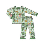 Preorder MOQ 5 pcs Each Style Saint Patrick Leaves Bows Green Kids Matching Clothes