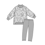 Preorder MOQ 5 pcs GLP3994 Hunting Camo Gray Mockneck Yoga Girls Set