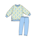 Preorder MOQ 5 pcs GLP3995 Flower Blue Yoga Girls Set
