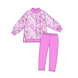 Preorder MOQ 5 pcs GLP3999 Hunting Leaves Camo Rose Red Mockneck Yoga Girls Set