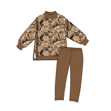 Preorder MOQ 5 pcs GLP4000 Hunting Leaves Brown Mockneck Yoga Girls Set