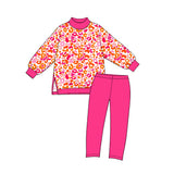 Preorder MOQ 5 pcs GLP4004 Leopard Rose Red Mockneck Yoga Girls Set
