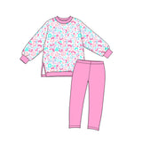 Preorder MOQ 5 pcs GLP4005 Leopard Pink Yoga Girls Set