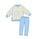 Preorder MOQ 5 pcs GLP4006 Leopard Blue Yoga Girls Set