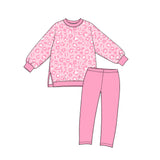 Preorder MOQ 5 pcs GLP4007 Pink Leopard Yoga Girls Set