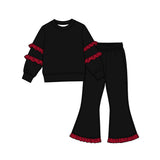 Preorder MOQ 5 pcs Each Style Solid Color Ruffles Kids Matching Clothes