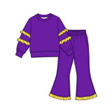 Preorder MOQ 5 pcs Each Style Solid Color Ruffles Kids Matching Clothes