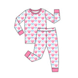 Preorder MOQ 5 pcs Each Style Valentine's Day Love Bows Pink Kids Matching Clothes