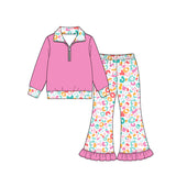 Preorder MOQ 5 pcs Each Style Colorful Leopard Ruffle Kids Matching Clothes