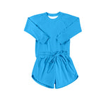 Preorder GLS0005 Blue Yoga Girls Shorts Set