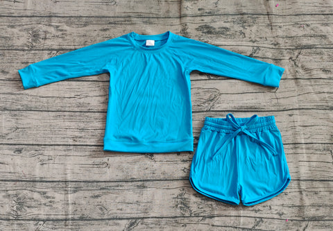Preorder GLS0005 Blue Yoga Girls Shorts Set