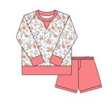 Preorder 10.20 MOQ 5 pcs GLS0023 Flower Orange Red Yoga Girls Shorts Set