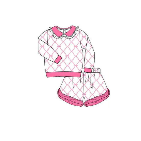 Preorder 11.04 MOQ 5 pcs GLS0035 Coquette Bows Pink Girls Shorts Set