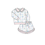 Preorder 11.04 MOQ 5 pcs GLS0036 Flower Bows Pink Girls Shorts Set
