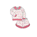 Preorder 11.04 MOQ 5 pcs GLS0038 Bows Pink Cute Girls Shorts Set