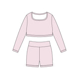 Preorder 11.24 MOQ 5 pcs GLS0045 Solid Color Light skin Square Collar Yoga Girls Set