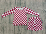 Preorder Samples GLS0053 Claret Plaid Girls Shorts Set