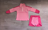Preorder Samples GLS0106 Solid Color Stripe Pink Pullover Yoga Girls Shorts Set