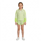 GLS0109 Solid Color Stripe Green Pullover Yoga Girls Shorts Set