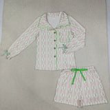 GLS0115 Christmas Trees Bows Green Adult Women's Shorts Pajamas Set