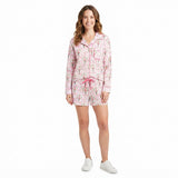 GLS0117 Christmas Pink Bows Adult Women's Shorts Pajamas Set