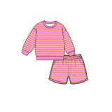 Preorder MOQ 5 pcs Each Style Colorful Stripe Yoga Girls Shorts Set