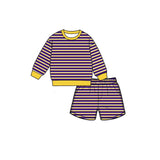 Preorder MOQ 5 pcs Each Style Colorful Stripe Yoga Girls Shorts Set