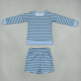 GLS0133 Solid Color Stripe Yoga Girls Shorts Set
