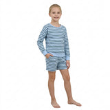 GLS0133 Solid Color Stripe Yoga Girls Shorts Set