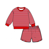 Preorder MOQ 5 pcs Each Colorful Stripe Adult Women's Shorts Set