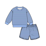 Preorder MOQ 5 pcs Each Colorful Stripe Adult Women's Shorts Set