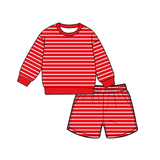 Preorder MOQ 5 pcs Each Colorful Stripe Adult Women's Shorts Set