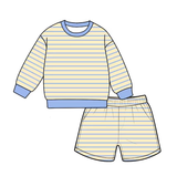 Preorder MOQ 5 pcs Each Colorful Stripe Adult Women's Shorts Set