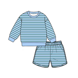 Preorder MOQ 5 pcs Each Colorful Stripe Adult Women's Shorts Set