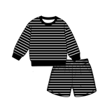 Preorder MOQ 5 pcs Each Colorful Stripe Adult Women's Shorts Set