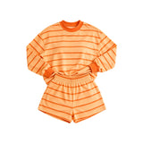 Preorder MOQ 5 pcs Each Colorful Stripe Yoga Adult Women's Shorts Set