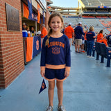GLS0162 Vinyl School Team AUBURN Yoga Girls Shorts Set