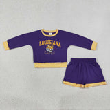 GLS0166 Vinyl School Team LOUISIANA Yoga Girls Shorts Set