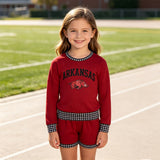 GLS0167 Vinyl School Team ARKANSAS Yoga Girls Shorts Set